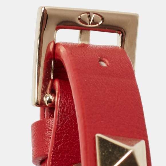 VALENTINO Rockstud Leather Gold Tone Bracelet - Picture 4 of 6